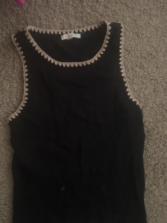 Z Supply Tops - Z Supply Black Tank with Cream Scallop Trim